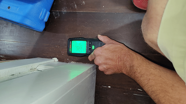 water leak detection tool testing on floor