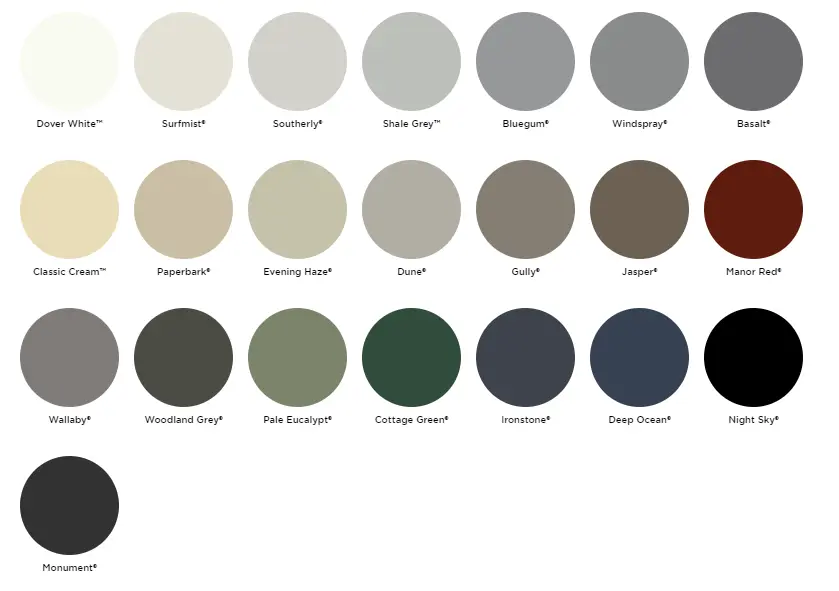 Classic Colours - COLORBOND Steel