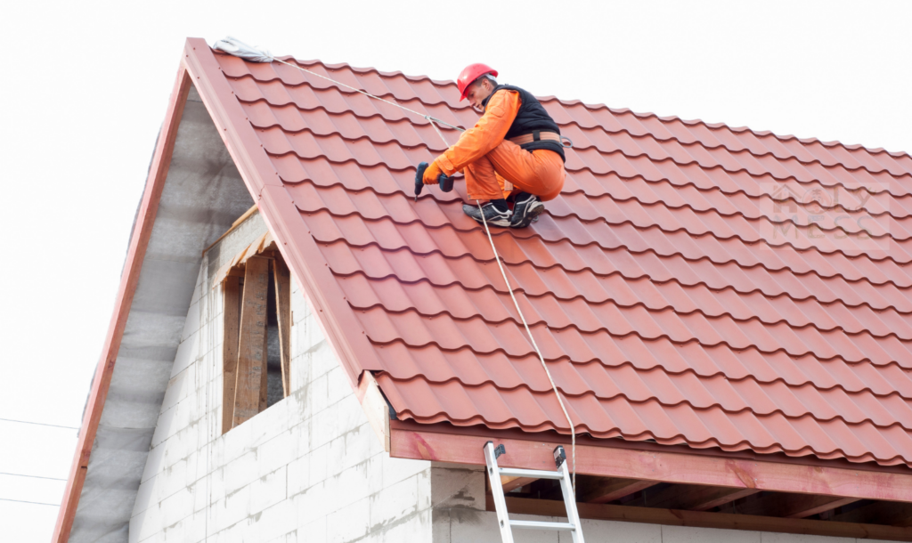 holymess repairs roofer on top colorbond roof doing repairs