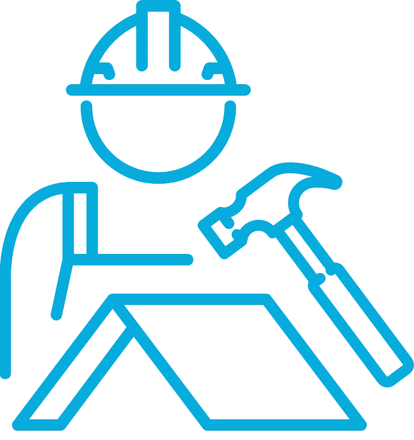 large roofer clipart with large hammer on a roof