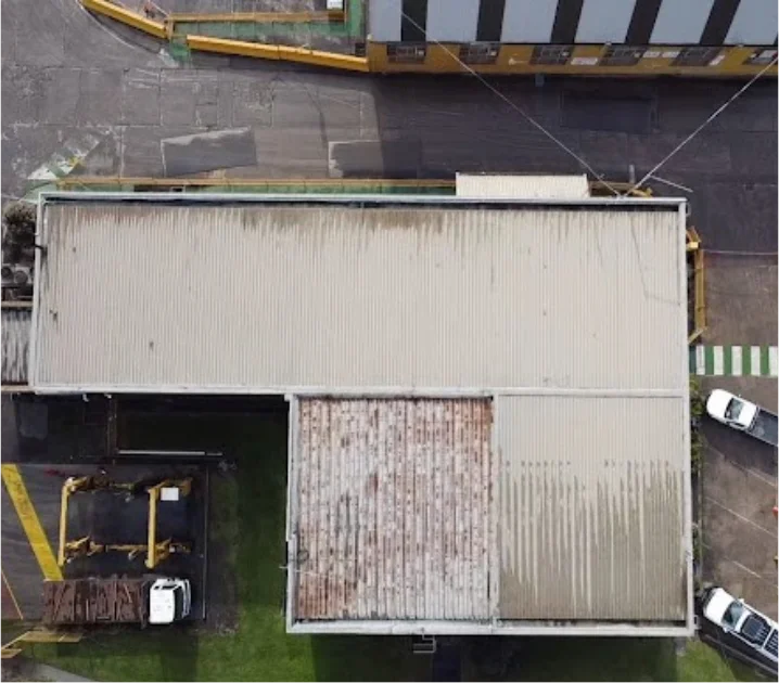 Aerial view of Rusted roof 