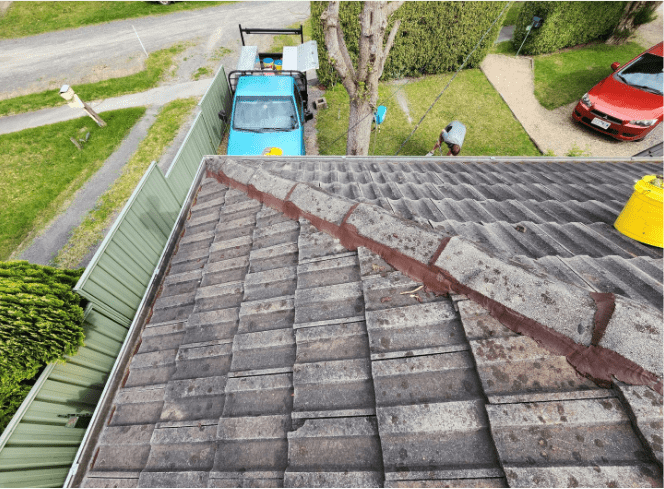 man on roof accessing roof leak