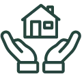 A Clip art hand holding home