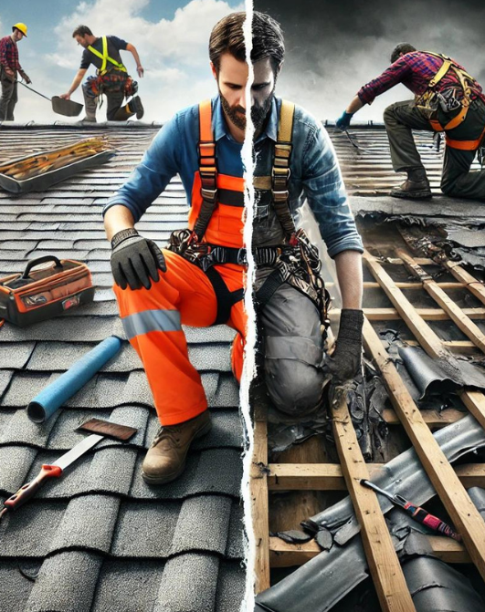 AI image of man on roof