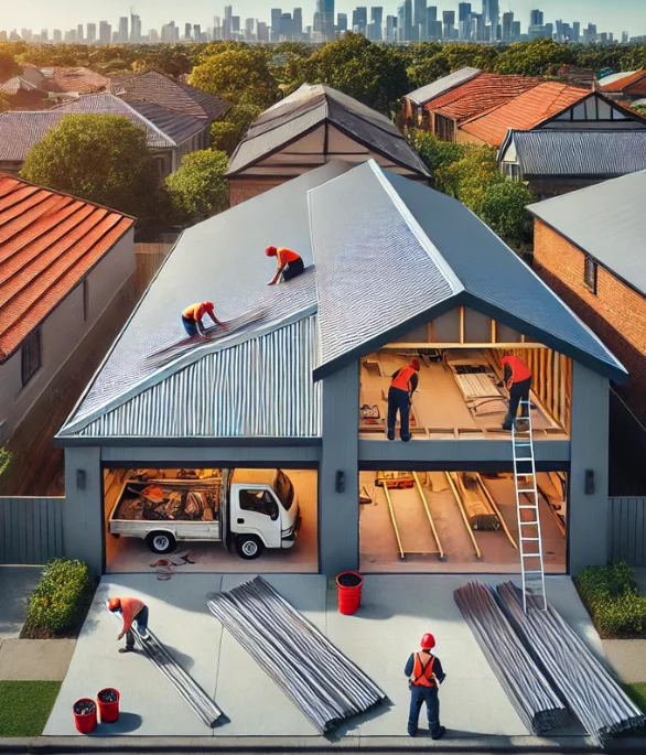Ai generated image of garage roof repairs