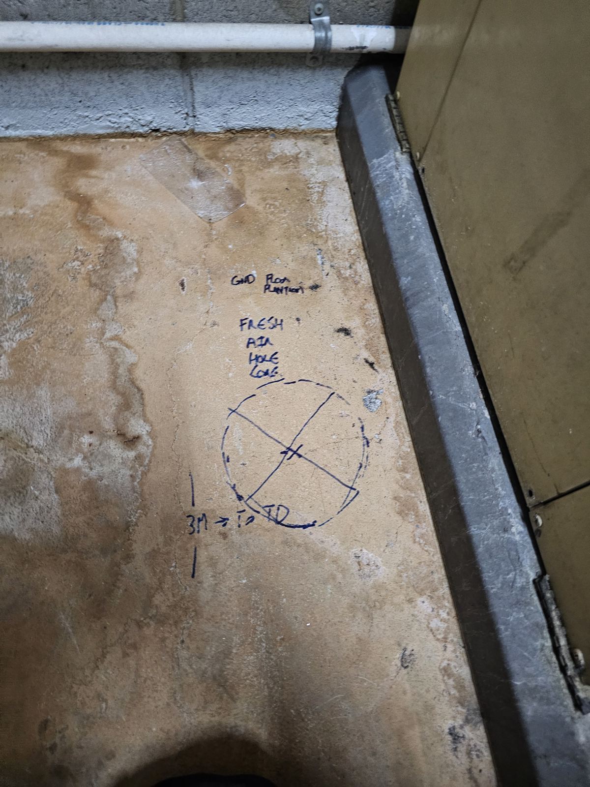 Leak entry point marked up during a leak investigation on one of our jobs